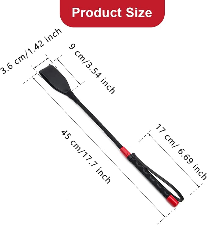Coolrunner Riding Crop for Horse, 18 Inch Horse Whip with PU Leather Equestrianism Horse Crop Double Slapper Horse Whip Black Crops for Horses