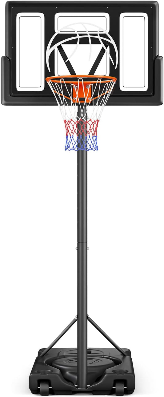 Basketball Hoop Outdoor 10ft Adjustable, Portable Basketball Hoop Goal System for Kids Youth and Adults in Backyard/Driveway/Indoor, 44 Inch Shatterproof Backboard and Larger Base