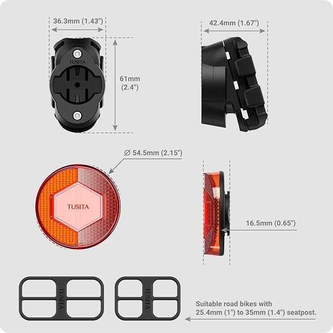 TUSITA Airtag Scooter Mount,Hidden Bike GPS Tracker Case for Airtag Bike Seatpost Reflector Mounts, Anti-Theft Airtag Holder for Bike, Electric Bicycle
