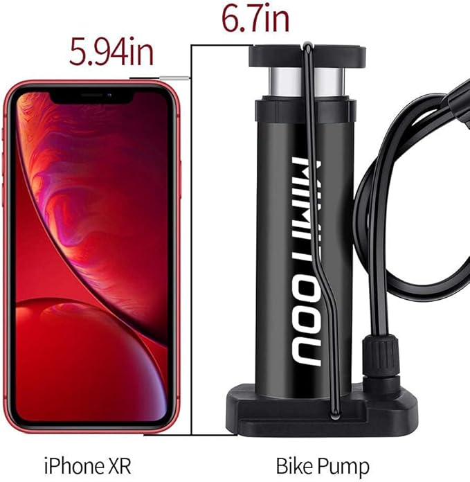 Bike Pump, Mini Bicycle Pump Portable Bike Floor Pump with Presta and Schrader Valves Aluminum Alloy Floor Bicycle Air Pump Compact Mini Bike Tire Pump, Extra Valve and Gas Needle for All Bike