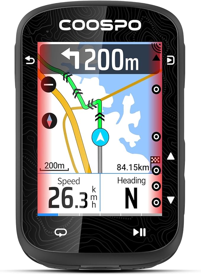COOSPO Color Touchscreen GPS Bike Computer CS600, Wireless IPX7 Waterproof Cycling GPS Speedometer with Bluetooth/ANT+, Backlight Route Navigation, Support Bike Radar & 36H Battery Life