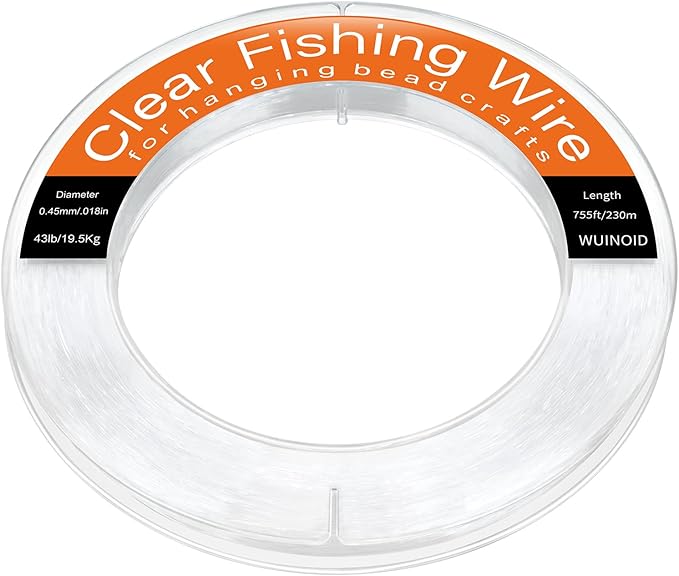 Clear Fishing Line Wire 755 ft, Invisible Monofilament Fishing Line Wire, Nylon String for Hanging Balloons Garland Crafts Picture Decorations, Clear String Threads Cords WUINOID