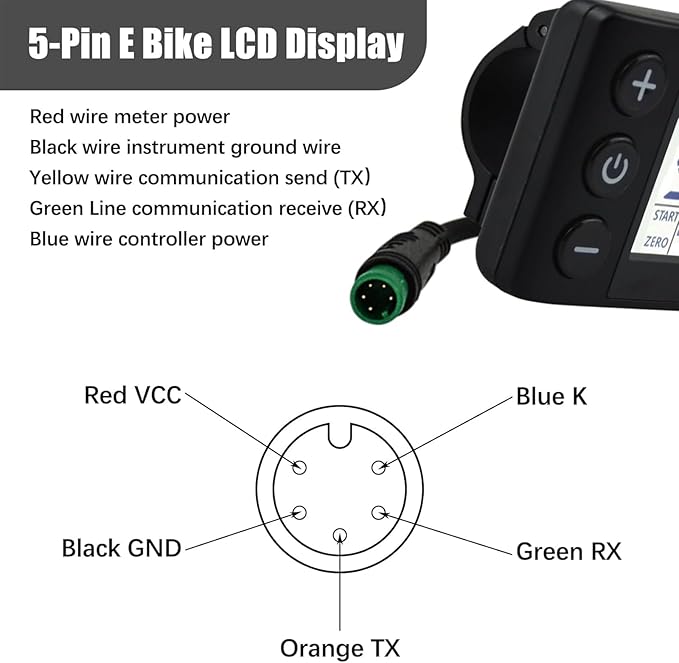 S866 Electric Bicycle LCD Display Meter, 24V 36V 48V Ebike LCD Display Control Panel Wireless Bicycle Speedometer Odometer for Electric Scooter Electric Bike Modification