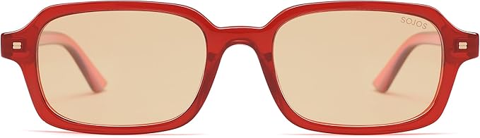 SOJOS Trendy Rectangle Polarized Sunglasses Womens Mens, Small Retro Fashion Thin Slim Square Sunnies SJ2610