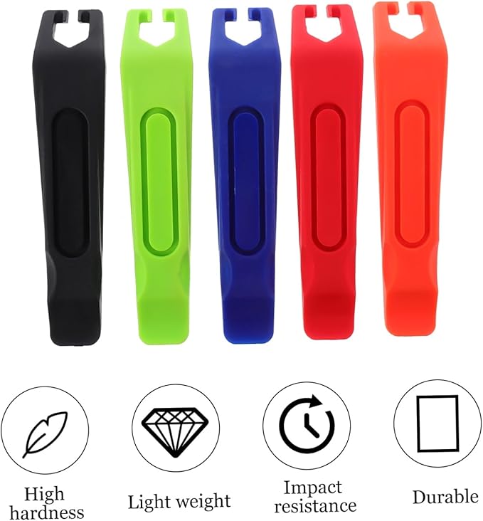 Happyyami 5pcs Plastic Tire Lever Tool for Bike Tire Repair and Wear-resistant Levers Black Red and Green Easy to Use for Tubeless Disassembly