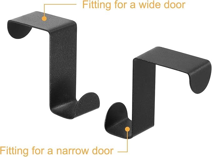 uxcell Over The Door Hooks,2pcs - Stainless Steel Door Hangers Hooks, S-Shaped Double Hooks for Hanging Clothes, Hats, Towels (Black)