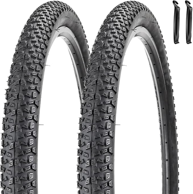 2 Pack Bike Tire 24 26 27.5 X 1.95 27.5 29 X 2.125 Inch Folding Replacement Bike Tire with Tire Levers Foldable Bead Wire Bicycle Tire for Mountain Bike