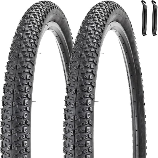2 Pack Bike Tire 24 26 27.5 X 1.95 27.5 29 X 2.125 Inch Folding Replacement Bike Tire with Tire Levers Foldable Bead Wire Bicycle Tire for Mountain Bike