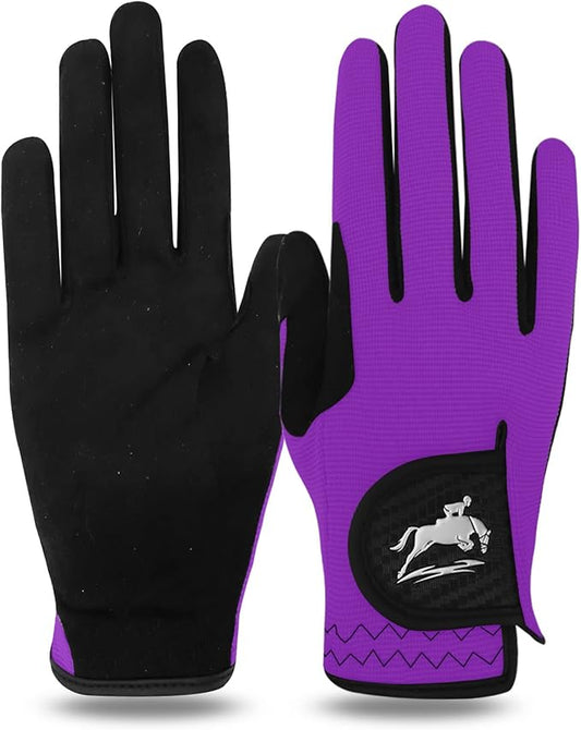 FINGER TEN Horse Riding Gloves Equestrian Women Kids for Girls Boys Mesh Breathable Lightweight Color Pack, Comfortable Grip for Summer