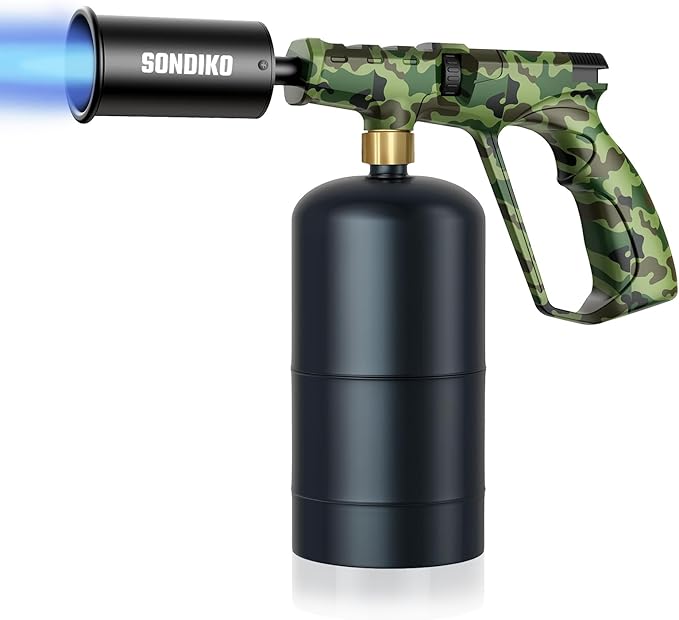 Sondiko Propane Torch Head, Powerful Kitchen Torch for Cooking, BBQ, Sous Vide and Steak Searing, Adjustable Blow Torch - Perfect Campfire Charcoal Starter, Gas Welding Kit(Propane Tank Not Included)