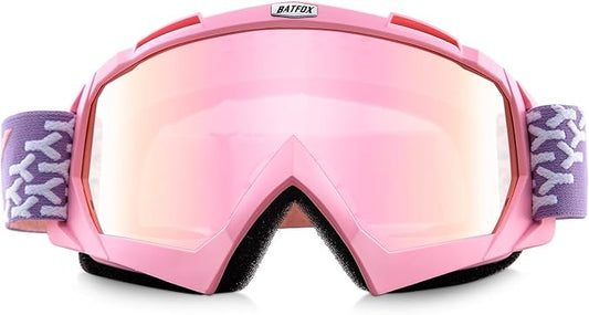 Motorcycle Glasses Goggles Dirt Bike Motocross Safety ATV Tactical Riding (Pink-Pure Pink)