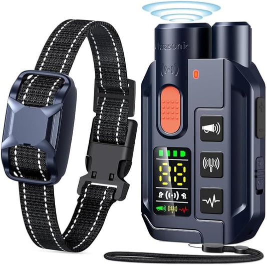 Dog Training Collar with Remote – 4200FT Range, 2-in-1 Ultrasonic Bark Deterrent, 4 Humane Training Modes, Dual Channel, IP67 Waterproof & Rechargeable eCollar for Small, Medium & Large Dogs 20–120lbs
