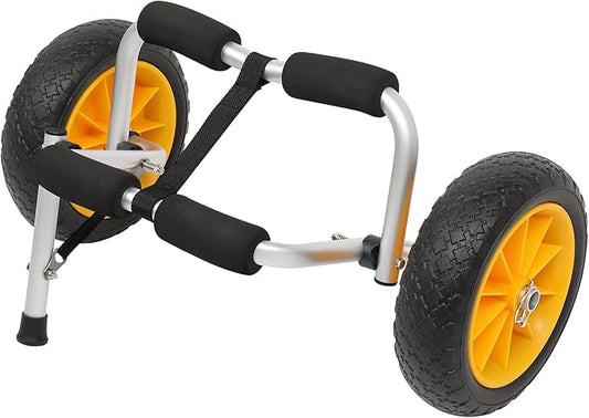 Bonnlo Foldable Kayak Cart, Lightweight Aluminum Alloy Frame, Universal Dolly Cart with 10'' Durable Solid Tires for Canoes, Paddle Boards, Boats, Strong 1.75" Thick Prongs