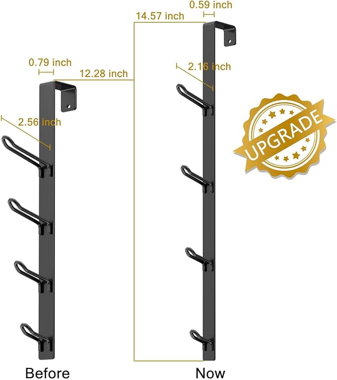 niffgaff Heavy Duty Over The Door Hooks, Space-Saving Vertical Door Hanger for Towels, Coats, and Accessories – 2 PCS, Matte Black