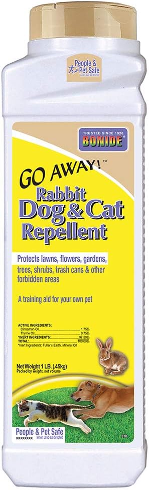 Bonide Go Away! Rabbit,Dog,& Cat Repellent Granules,1 lb Ready-to-Use,Keep Dogs Off Lawn,Garden,Mulch & Flower Beds,(Pack of 12)