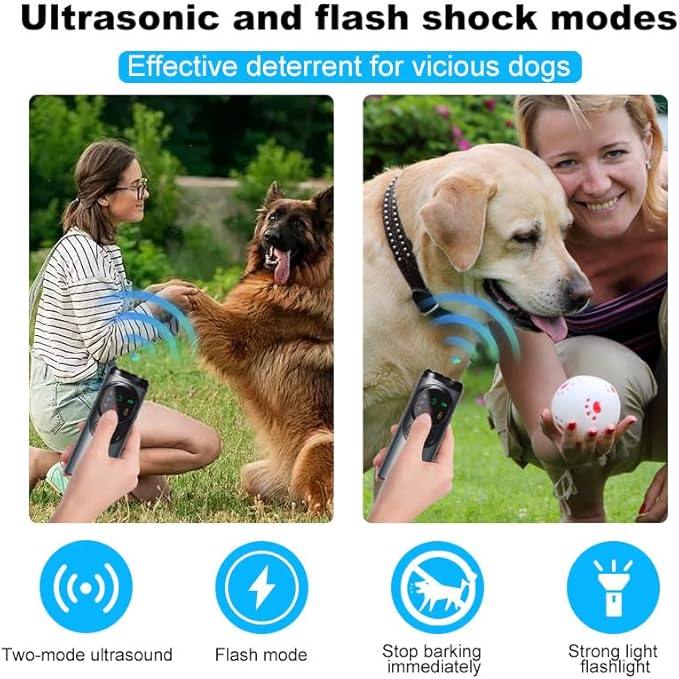 2025 Rechargeable Ultrasonic Dog Bark Deterrent | 50FT Range Anti-Barking Sonic Trainer with LED Screen Display, No Shock Humane Dog Training Device for Indoor & Outdoor Use