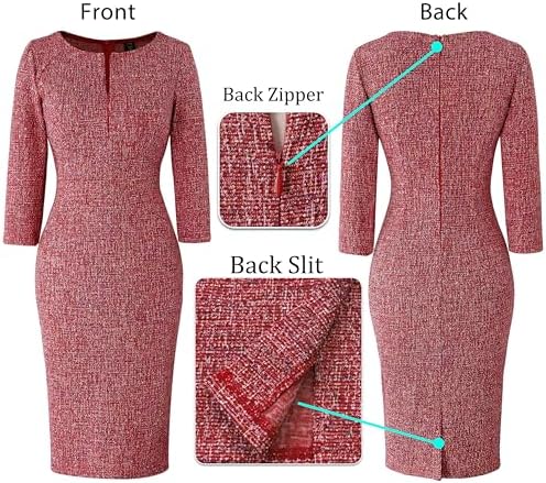 VFSHOW Womens Work Business Office Zipper Up Slim Bodycon Sheath Dress