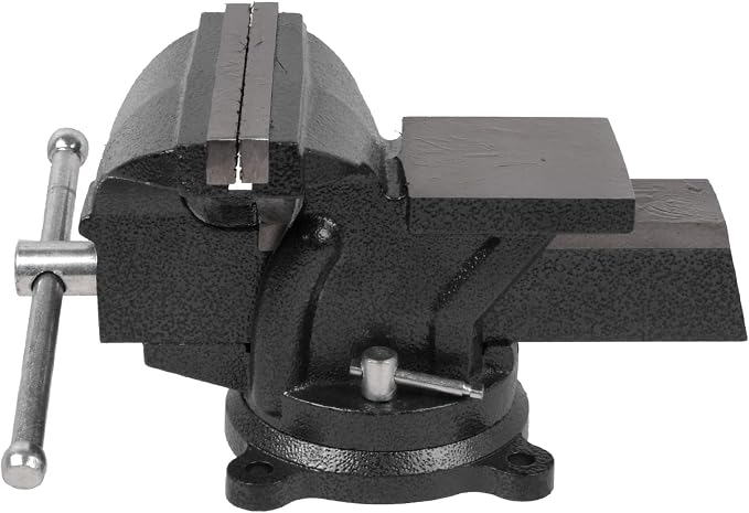 Bench Vise Heavy Duty 6-Inch, 360° Swivel Base with Anvil Clamp Cast Steel,Table Clamp Woodworking Vice,Multipurpose Workbenchw for Drilling, Pipe Cutting,Woodworking-Black