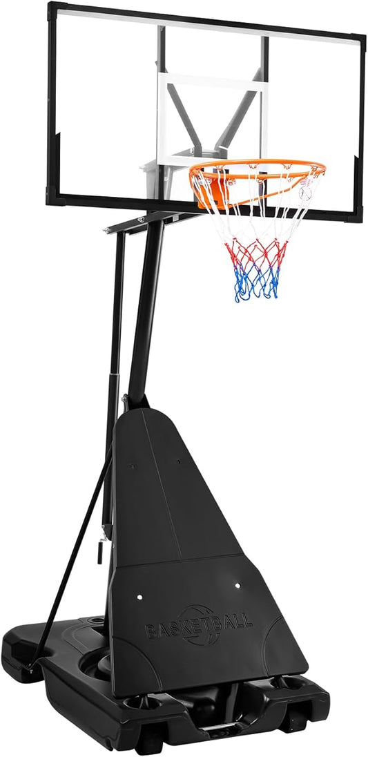DUMOS 10FT Adjustable Height Portable Basketball Hoop Outdoor for Adult, 44 Inch Shatterproof Backboard w/Shock Absorbent Rim, Fillable Base, 2 Wheels for Swimming Pool/Indoor