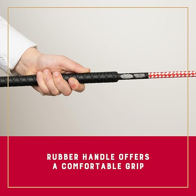 Weaver Equine 50" Stock Whip Horse Training Whip with Comfort Grip Rubber Handle, Horse Control, Show Ring Competition Accessory, Red/White