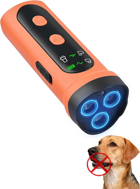 Dog Bark Deterrent Device, 3X Ultrasonic Anti Barking for Stubborn Neighbor's Dog 20FT Anti Barking Device with Strobe Light & USB-C Charge Humane Training Tool for Indoor Outdoor Use