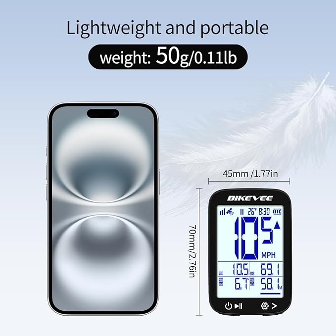 GPS Bike Computer Wireless Cycling Computer with Auto Backlight, Bicycle Speedometer Odometer, Waterproof GPS Speed Tracker for Road Mountain Bikes