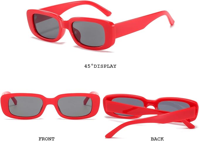 BUTABY Rectangle Sunglasses for Women Retro Driving Glasses 90’s Vintage Fashion Narrow Square Frame UV400 Protection