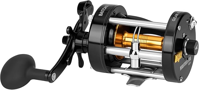 KastKing Rover Round Baitcasting Fishing Reel, Perfect Conventional Reel for Catfish, Salmon/Steelhead, Striper Bass and Inshore Saltwater Fishing Reel, Reinforced Metal Body