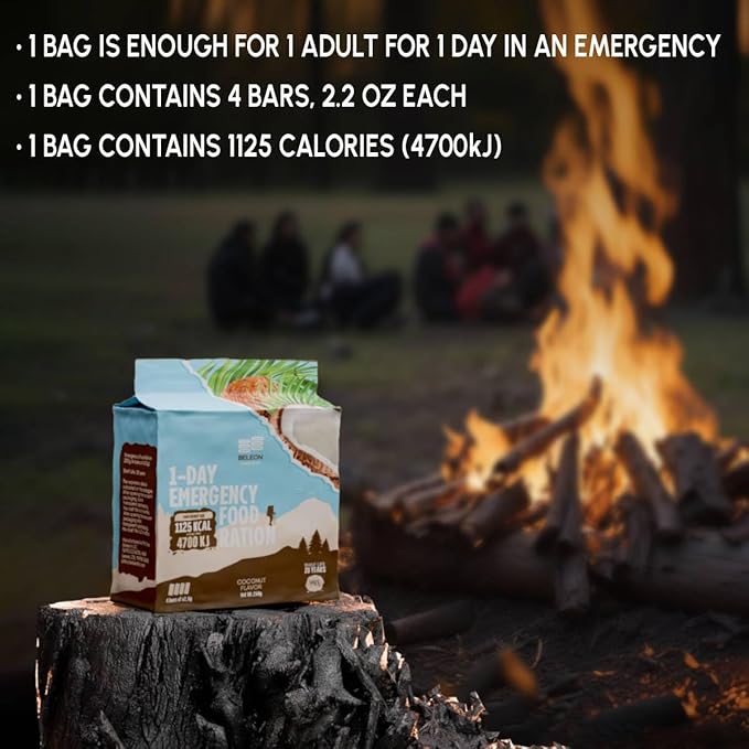 Emergency Food Supply - Coconut Survival Ration - 20 Years Shelf Life - 1 Day