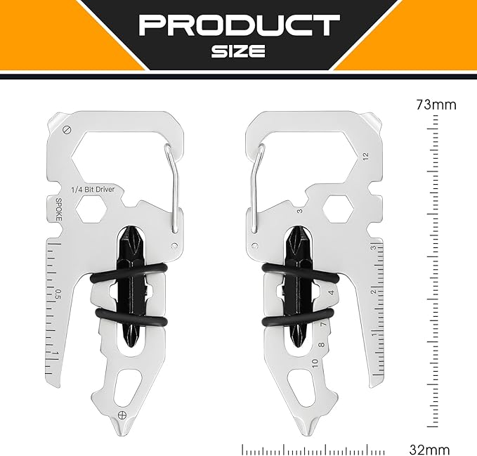 Father's Day Gifts for Dad from Daughter Son, Keychain Multi-tool 15 in 1 Pocket Gadgets Tools Bottle Opener Screwdriver, EDC Tool Key Ring Anniversary Birthday Gifts for Men Him (Dinosaur Skull)
