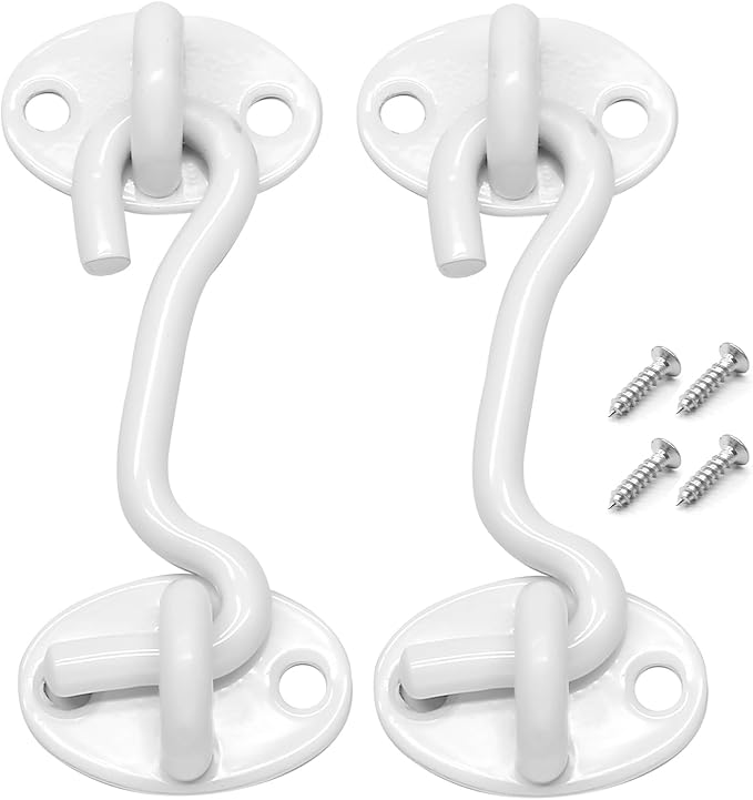 Biaungdo Heavy Duty Hook and Eye Latch, 3 Inch White Privacy Hook Barn Door Lock Easy Lock, Stainless Steel Gate Latch for Doors/Windows/Sheds/Gates/Fences/Closets/Cabinets, 2 Pack