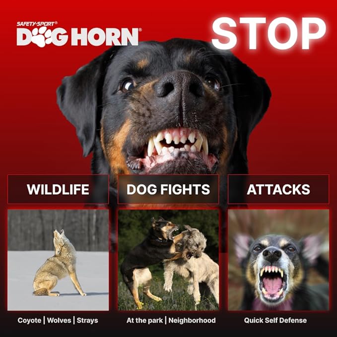 Genuine DOG HORN XL - Pet Training Air Horn. Stop Dog Fights, Scare Coyotes, Bear, & Other Wild Animals! Effective Outdoor Safety Alarm for Hiking, Biking, Camping, Boating, & More!