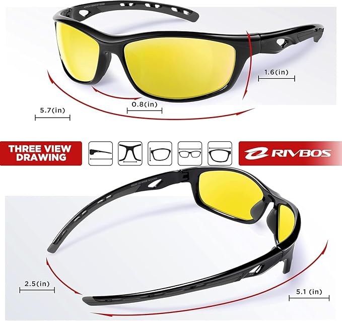 RIVBOS Sunglasses for Men Women Polarized UV Protection Sports Fishing Driving Shades Cycling RB833