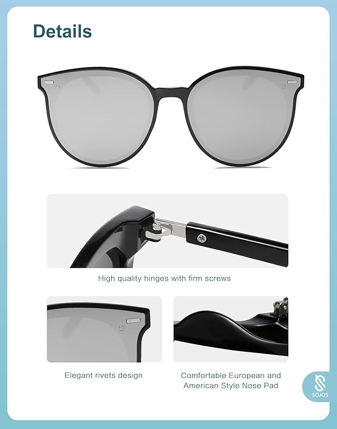 SOJOS Sunglasses Womens Trendy 2025 Classic Round Retro Vintage Shades Large Frame Sunnies SJ2067