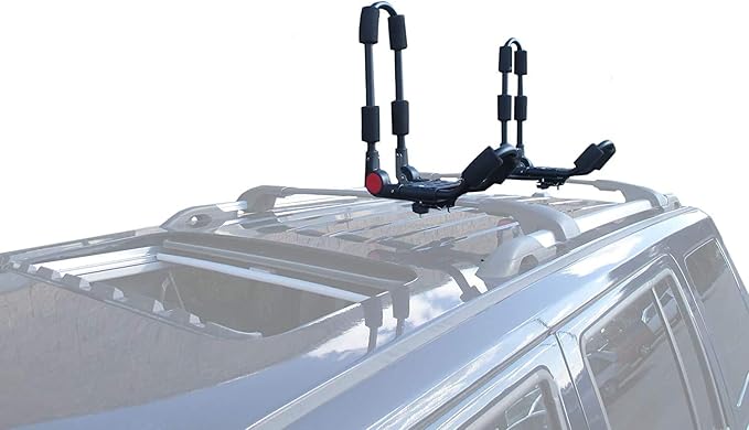 BRIGHTLINES Folding Kayak Roof Rack, a Set of Two Foldable Kayak Roof Rack Carrier for Kayaks, Canoe, SUP, Mounted on Car SUV Roof Crossbars