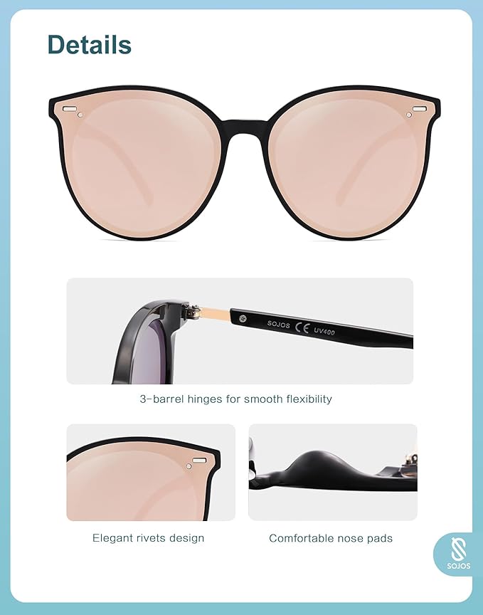 SOJOS Sunglasses Womens Trendy 2025 Classic Round Retro Vintage Shades Large Frame Sunnies SJ2067