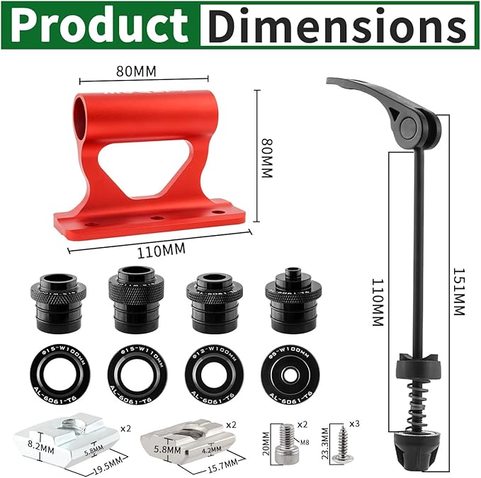 Quick Release Fork Mount, Bike Car Roof Mount Rack Road Bicycle Fork Block Thru Axle Wheel Holder, Truck Bed Fork Mount with Installation Adapters MTB Tire Holder Rack Mount, Red