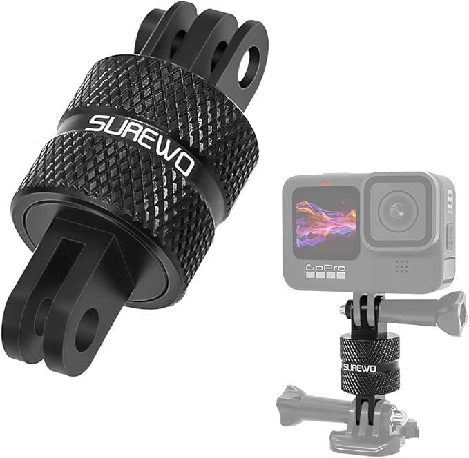 Aluminum 360 Degree Rotation Camera Mount, Metal Bracket Adapter, Aluminum Adapter Camera Mount Compatible with GoPro Hero 13/12/11/10, DJI Action 6/5 Pro/4/3, Sony and Other Action Cameras