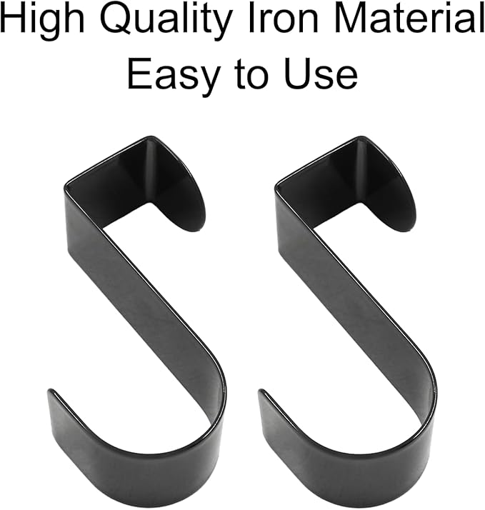 6 Pack Over The Cabinet Door Hook, Metal Single Over Door Hooks Hanger Hook for Hanging Stocking Clothes Towels (Black)
