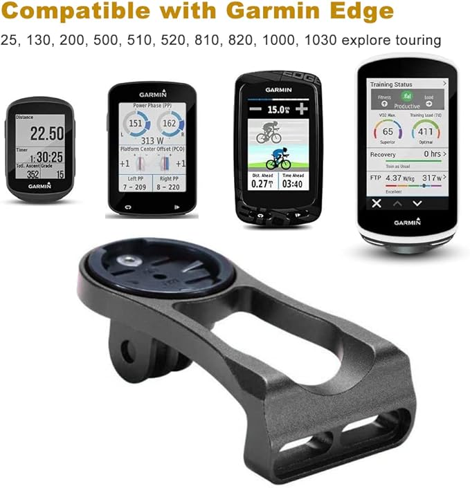 Out Front Combo Extended Mount for Garmin Edge, Cycling Handlebar Stem Mount Compatible with Garmin Cateye Bryton GoPro GPS or Cameras, Black