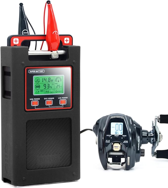 14.8V20000mAh Fishing Reel Rechargeable Lithium Battery for Offshore Fishing Boats and Electric Reels. for Daiwa Tanacom Seaborg Leobritz Shimano Electric Reel Battery (Black)