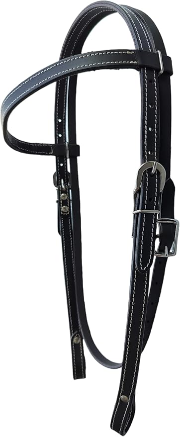 Double Stitched Latigo Leather Browband Western Horse Headstall