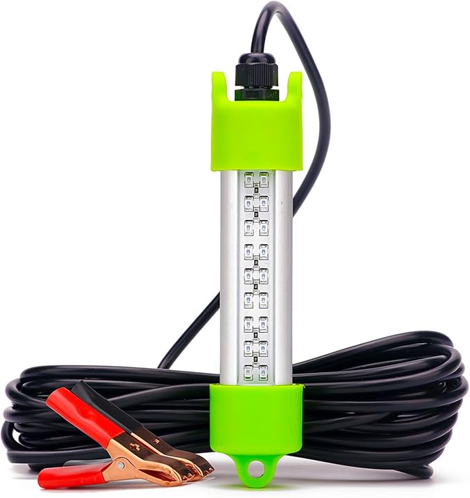18W 45W DC 12V 緑 IP68 防水 アルミニウム 超高輝度 LED 魚 ベイト 水中 ドック 水中 釣り ライト 夜釣り用 集魚灯 スヌーク クラッピー対応 バッテリークランプ シガーライタープラグ付き