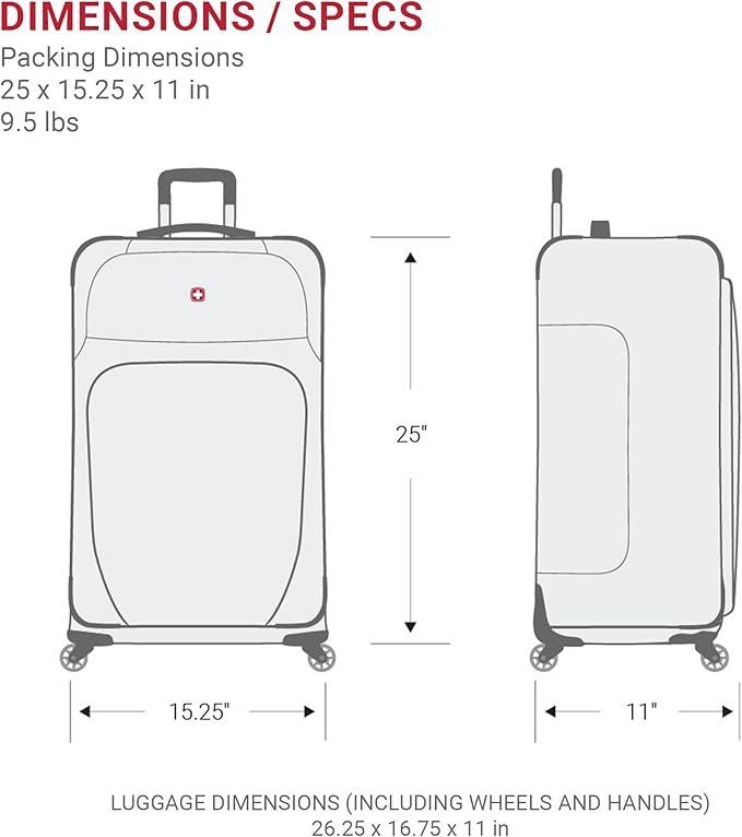 SwissGear Sion Softside Expandable Luggage – Medium Checked Suitcase with 360 Degree Wheels & Retractable Handle – 25 Inch, Perfect for 1-7 Night Trips – Blue