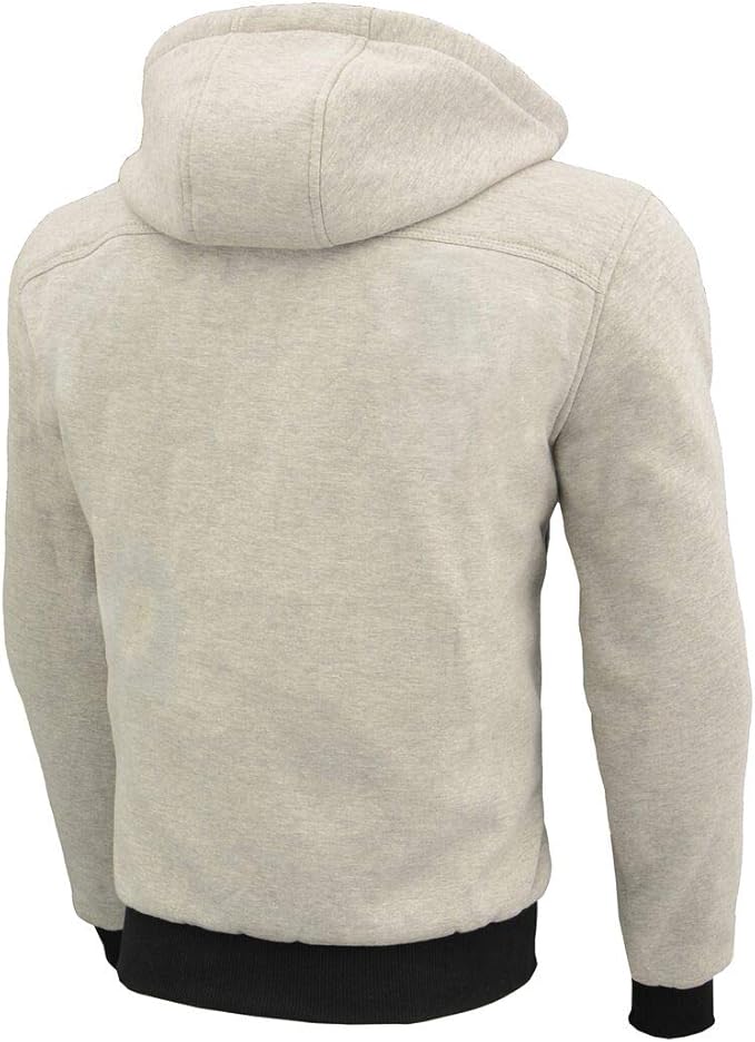 Milwaukee Leather MPM1788-SILVER-2X Zippered Hoodie men's With CE Approved Removable Reinforced Shoulder & Elbows Pads (SILVER, 2X)