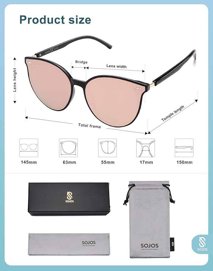 SOJOS Sunglasses Womens Trendy 2025 Classic Round Retro Vintage Shades Large Frame Sunnies SJ2067