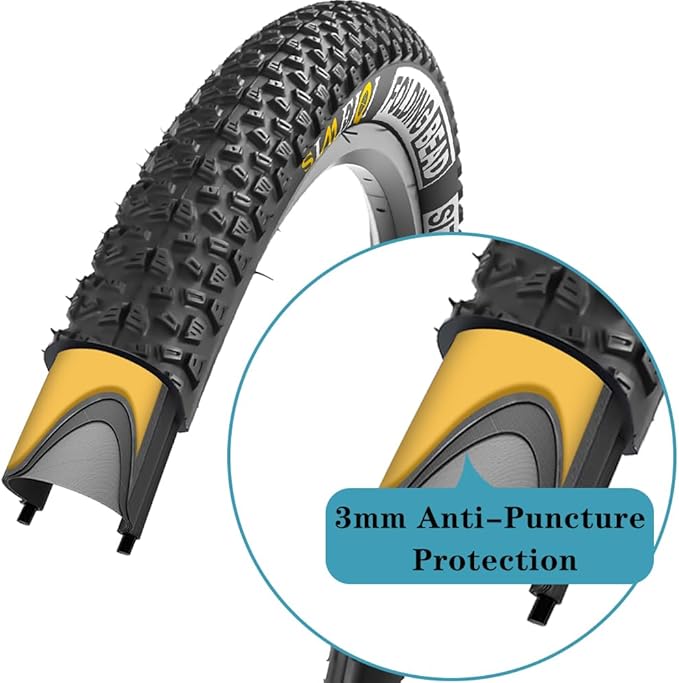 2 Pack 26x2.1 / 29x2.125 Bike Tires 3mm Anti-Puncture Layer with or Without 26x1.75/2,125 Inner Tubes for Mountain Trail City Bicycle Folading Replacement Tyres