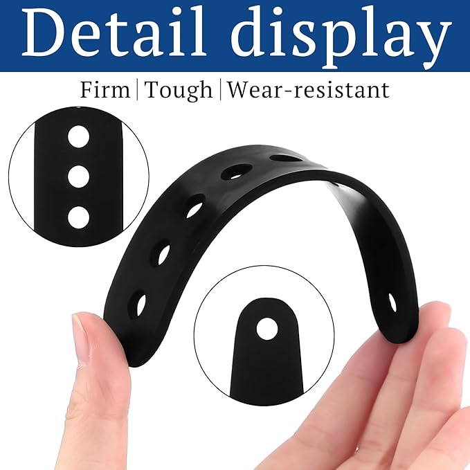 8 Pcs Black Snowboard Binding Tongue Hole Straps 5.35" x 1.1" Snowboard Binding Toe Slider Straps Ankle Ladder Strap for Ski Strap-in Replacement Accessories to Bind