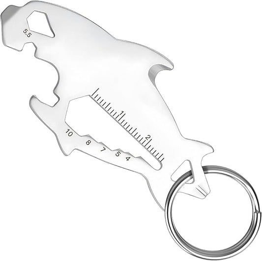 Father's Day Gifts for Dad from Daughter Son, Keychain Multi-tool 13 in 1 Pocket Gadgets Tools Bottle Opener Screwdriver, EDC Tool Key Ring Anniversary Birthday Gifts for Men Him (Shark)
