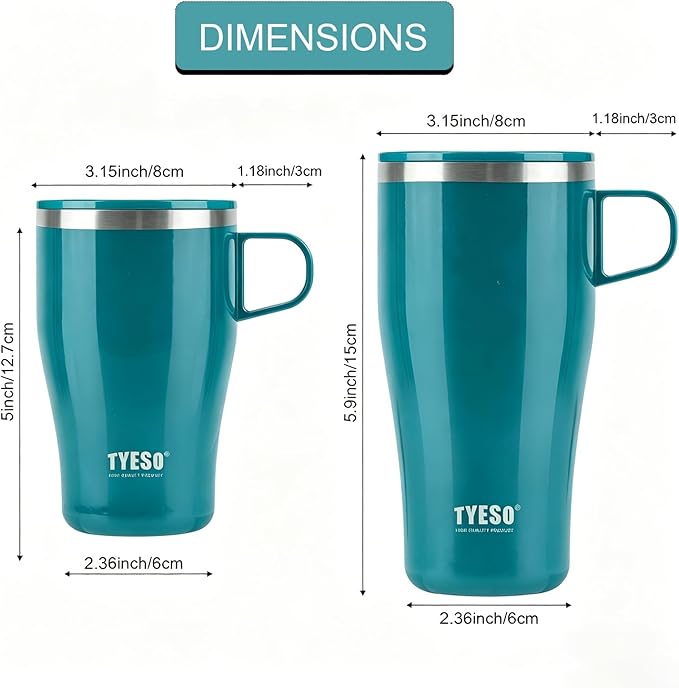 TYESO Coffee Mug,Insulated Tumbler with Lid,Vacuum Insulated Mug Double Wall Stainless Steel OfficeTumbler Cup (Blue, 17 oz)